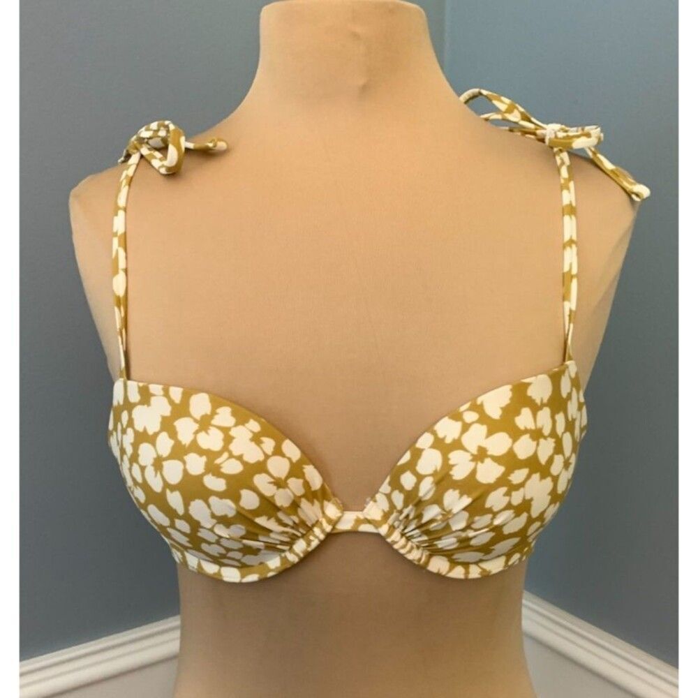 American Eagle Aerie Bikini Top Womens 34B Tie Strap Underwire Push Up Beach